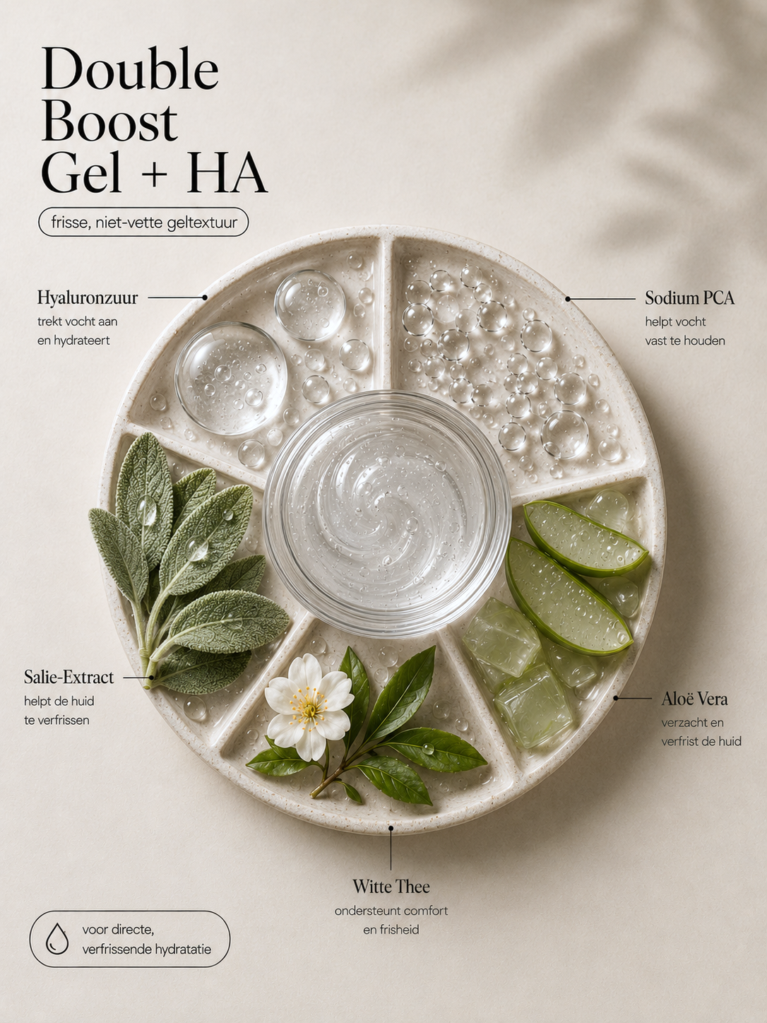 Ingrediënten ALMOA Double Hydration Boost Gel + HA